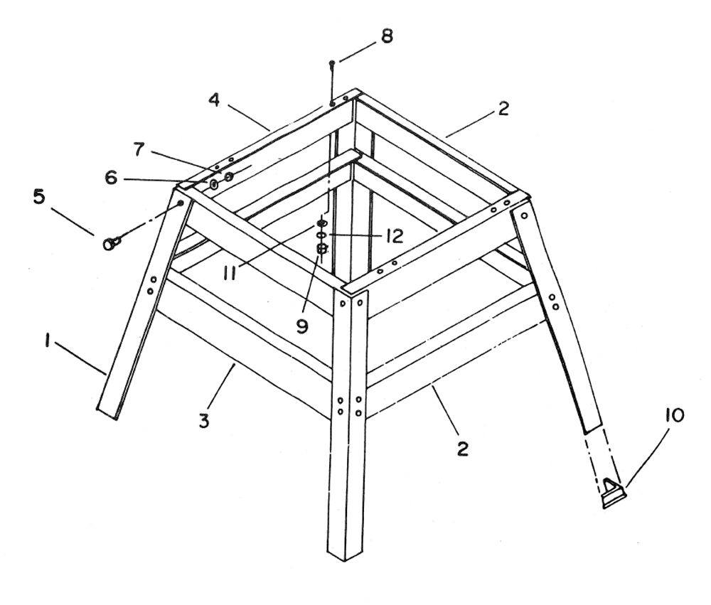 Fig-0 Diagram and Parts List for 6961 Type-1 Porter Cable Tool Stand & Cart